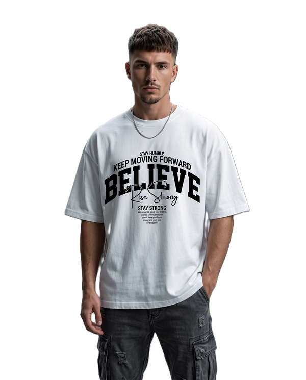 Believe Rise Strong Oversized Boxy Fit T-Shirt